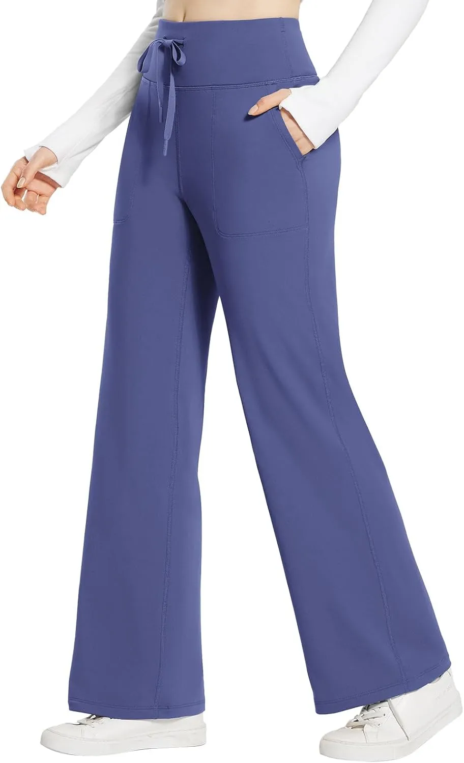 baleaf Womens Winter Pants Fleece Lined Wide Leg Sweatpants with Pockets Warm Yoga Lounge Drawstring