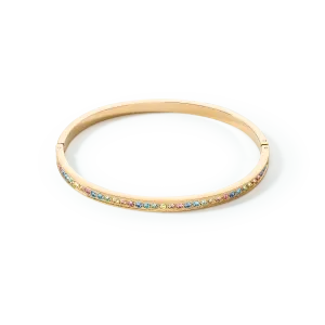 Bangle stainless steel & crystals gold multicolour pastel 19