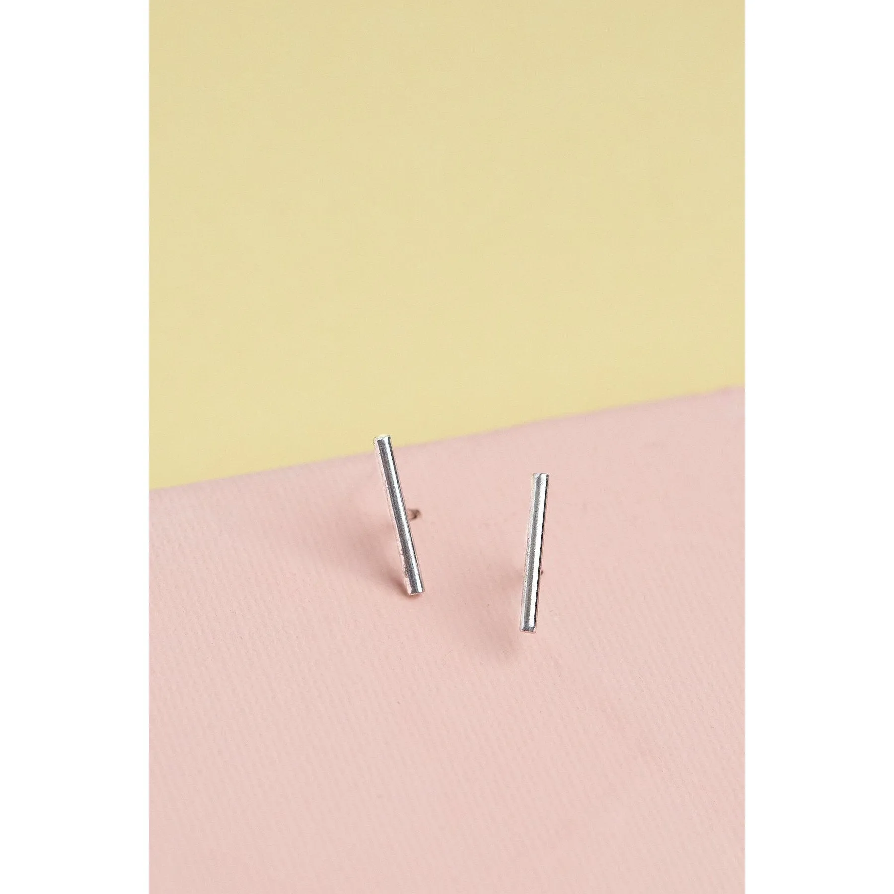 Bar Stud White Gold Dipped Earrings