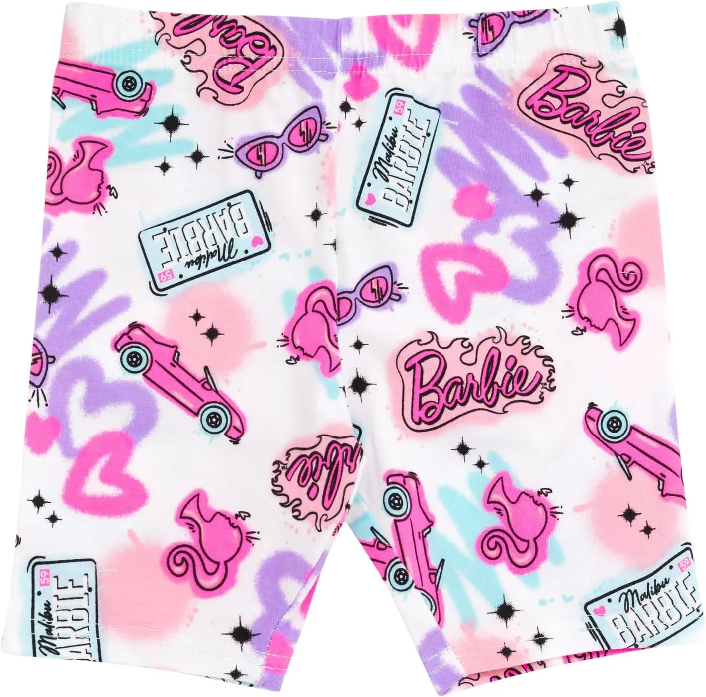Barbie Girls Cropped Boxy T-Shirt and Bike Shorts Outfit Set Toddler to Big Kid Sizes (2T - 14-16)