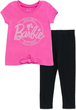 Barbie Girls T-Shirt and Leggings Outfit Set Toddler to Big Kid Sizes (2T - 14-16)