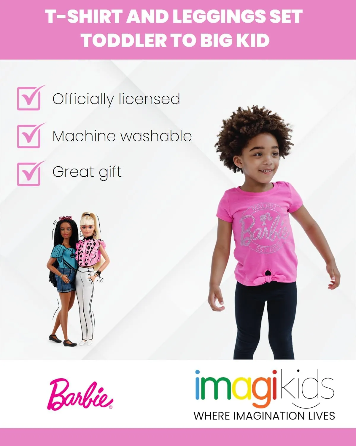 Barbie Girls T-Shirt and Leggings Outfit Set Toddler to Big Kid Sizes (2T - 14-16)