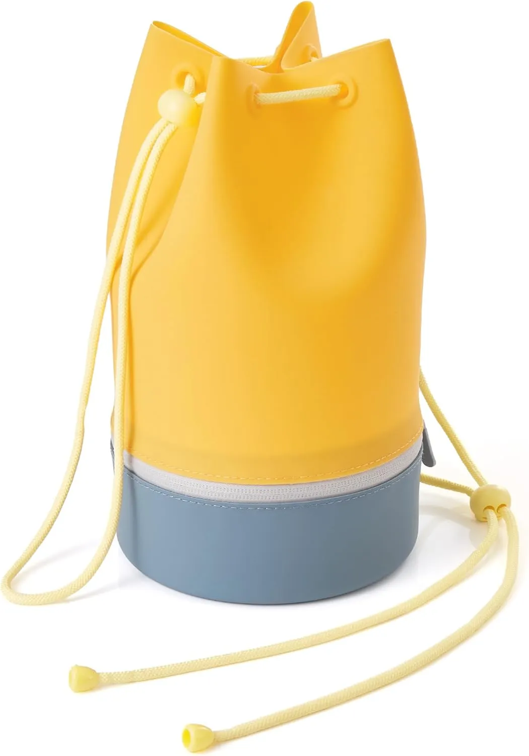 Beach Bag, Silicone Bucket Bag - Water Resistant, Sand Proof, Easy to Care, Two Compartments for Wet and Dry, Versatile Tote Bag for Gym, Pool, Outing(Orange)