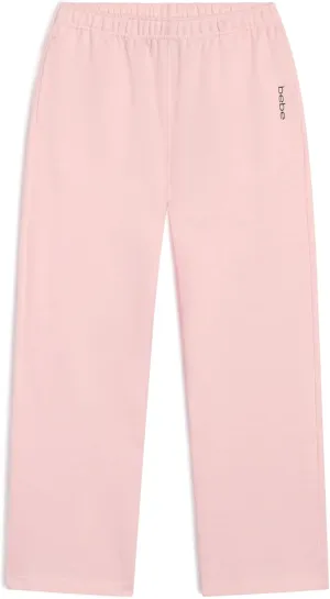 bebe Girls Wide Leg Sweatpants, French Terry Sweatpants with Pockets, Baggy Pants for Girls