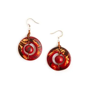 Blooming Days: Tagua Earrings-Lorena Red