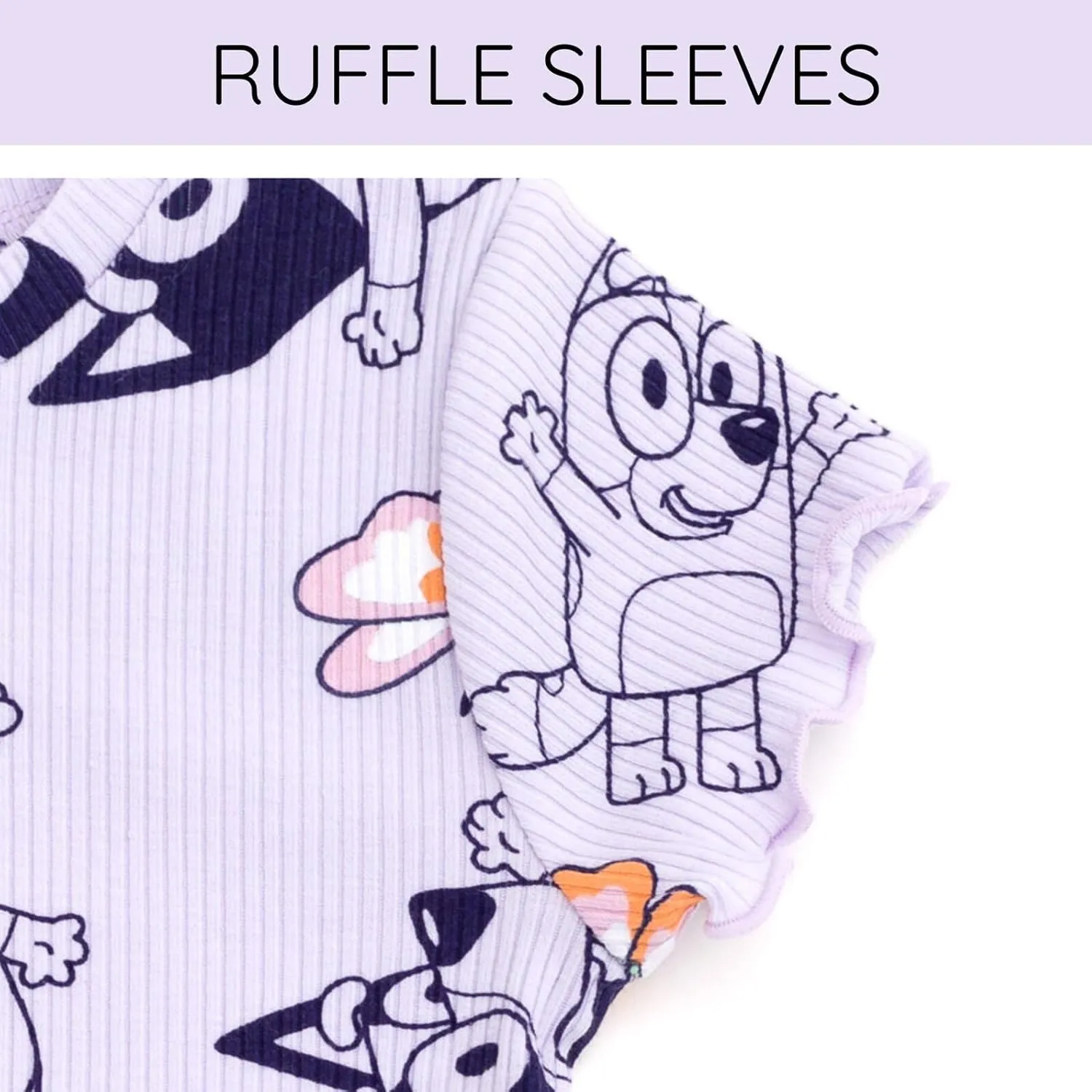 Bluey Girls Ribbed T-Shirt and Shorts Outfit Set Toddler to Big Kid Sizes (2T - 10-12)