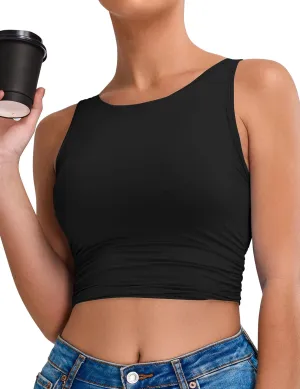 BMJL Women's Sports Bras High Neck Longline Removable Padded Yoga Workout Crop Tank Top with Built in Pads 2025