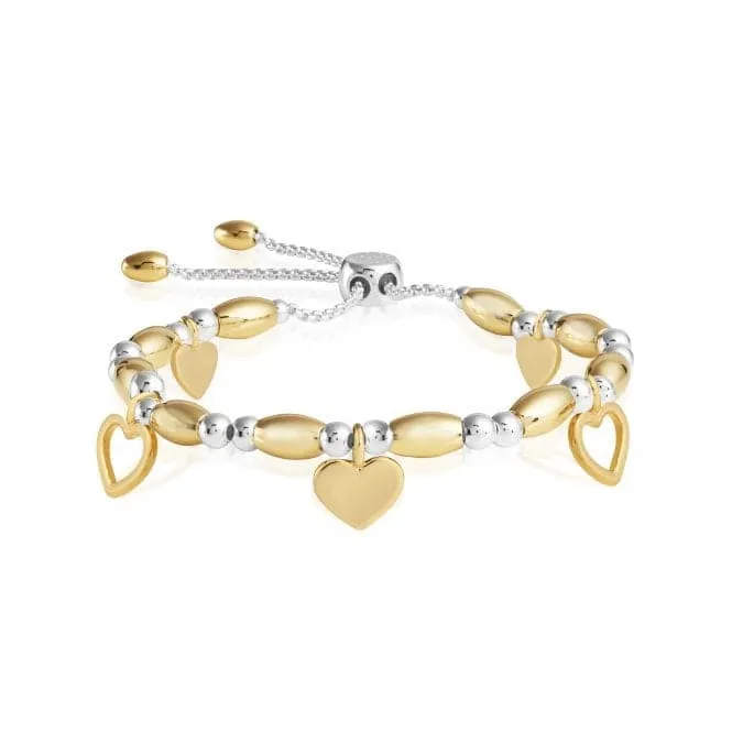 Bracelet Bar Hearts Silver Gold 24.5cm Adjustable Bracelet 4426