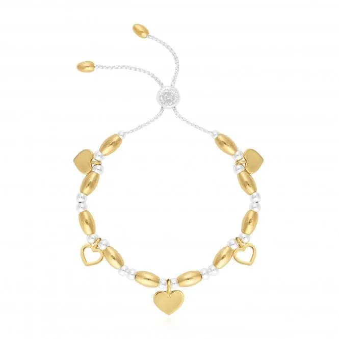 Bracelet Bar Hearts Silver Gold 24.5cm Adjustable Bracelet 4426