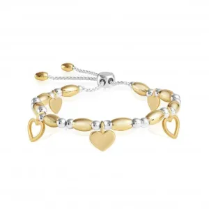 Bracelet Bar Hearts Silver Gold 24.5cm Adjustable Bracelet 4426