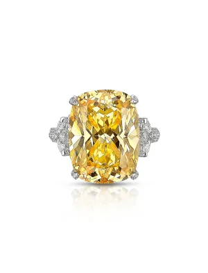Broderie, 18K White Gold, Canary   Diamond Ring
