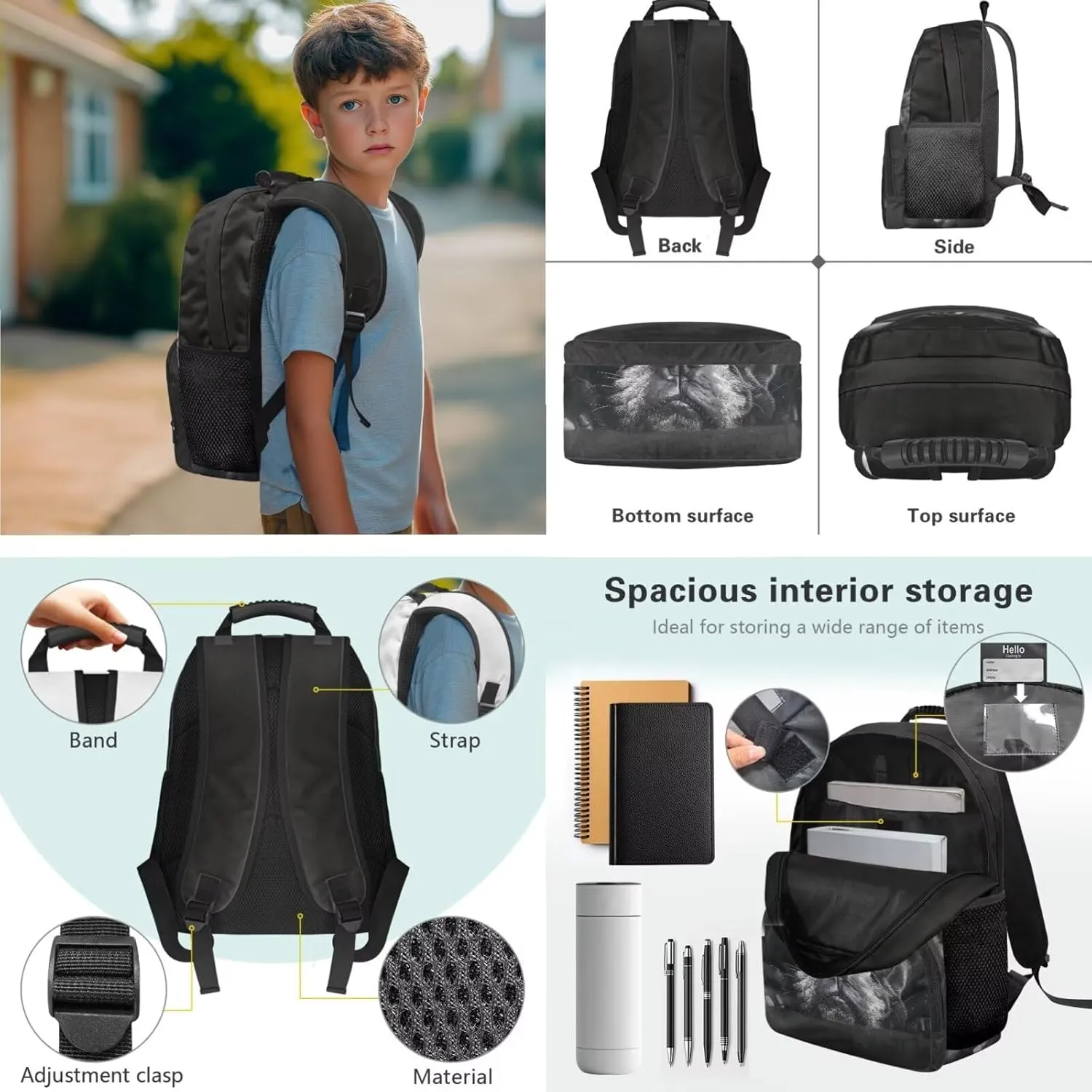 Bulldog Backpack for School Boys Middle School Lightweight Insulated Tote Lunch Bag for Kids Set of 3 Versatile 17 Inch Kids Bookbag Boys with Lunchbox