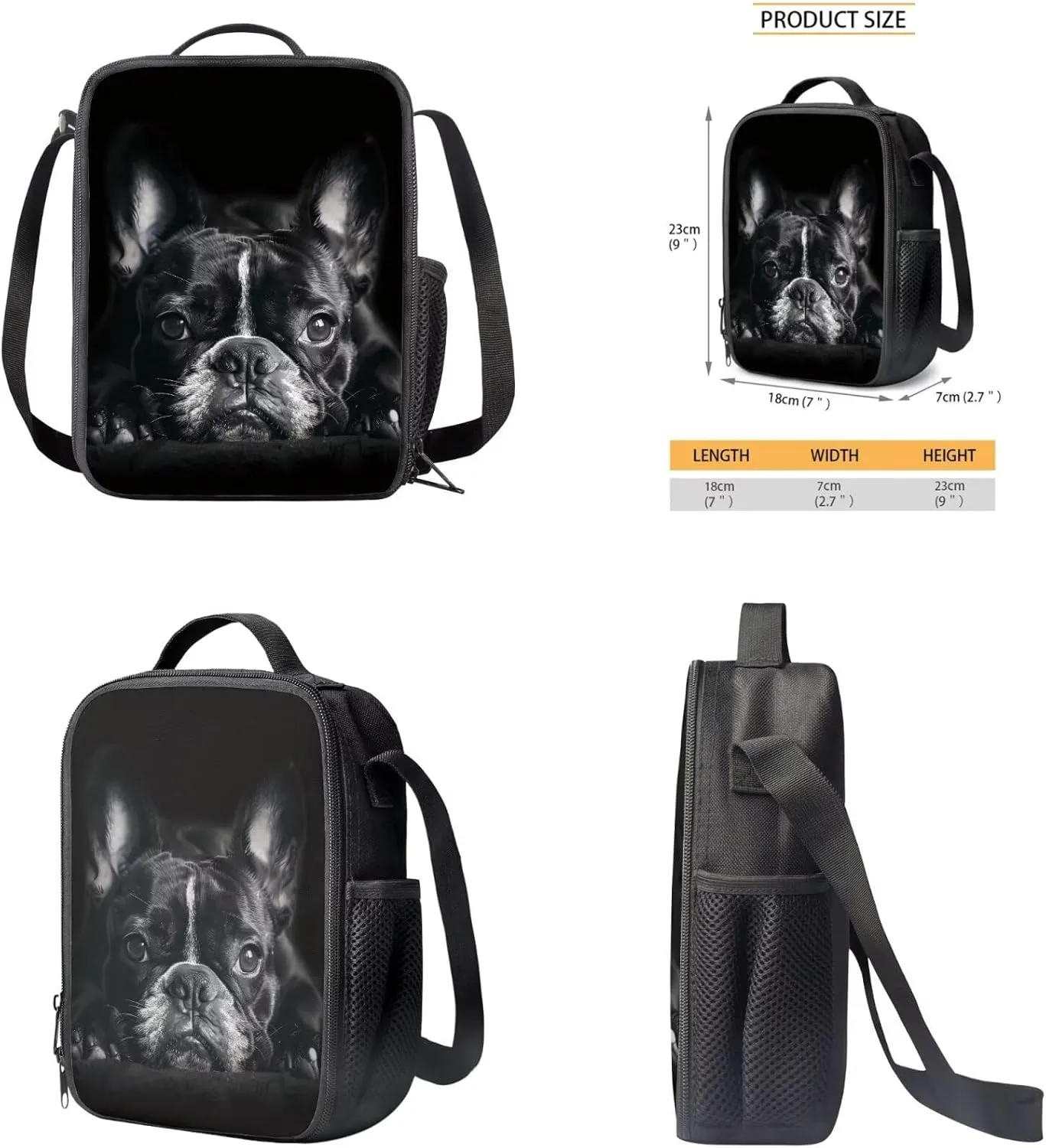 Bulldog Backpack for School Boys Middle School Lightweight Insulated Tote Lunch Bag for Kids Set of 3 Versatile 17 Inch Kids Bookbag Boys with Lunchbox