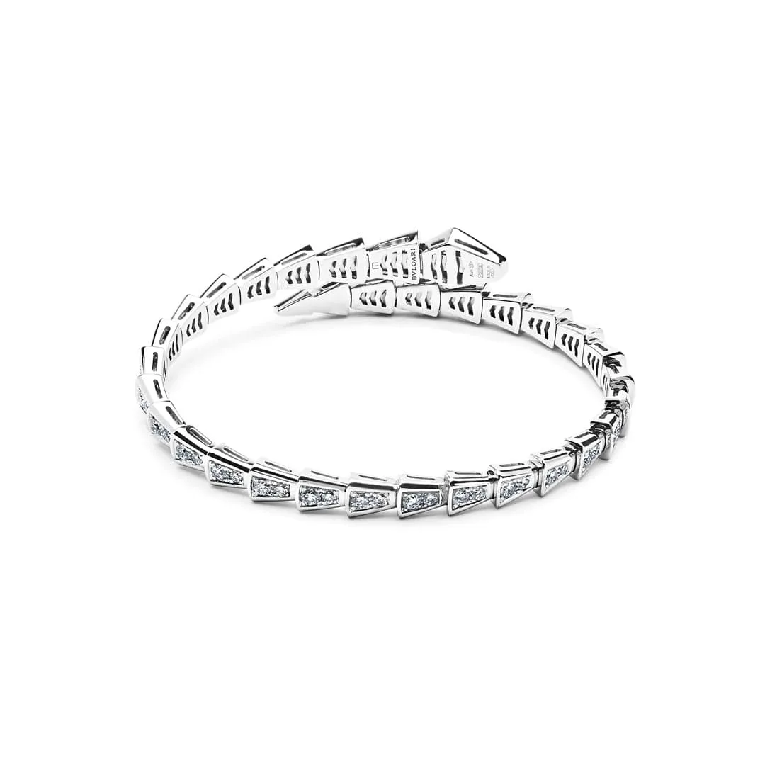 BVLGARI Serpenti Viper Slim Bracelet White Gold Full Pavé Diamonds 351844