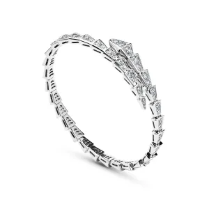 BVLGARI Serpenti Viper Slim Bracelet White Gold Full Pavé Diamonds 351844