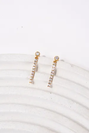 Callie CZ Brass Dangle Earrings - Gold