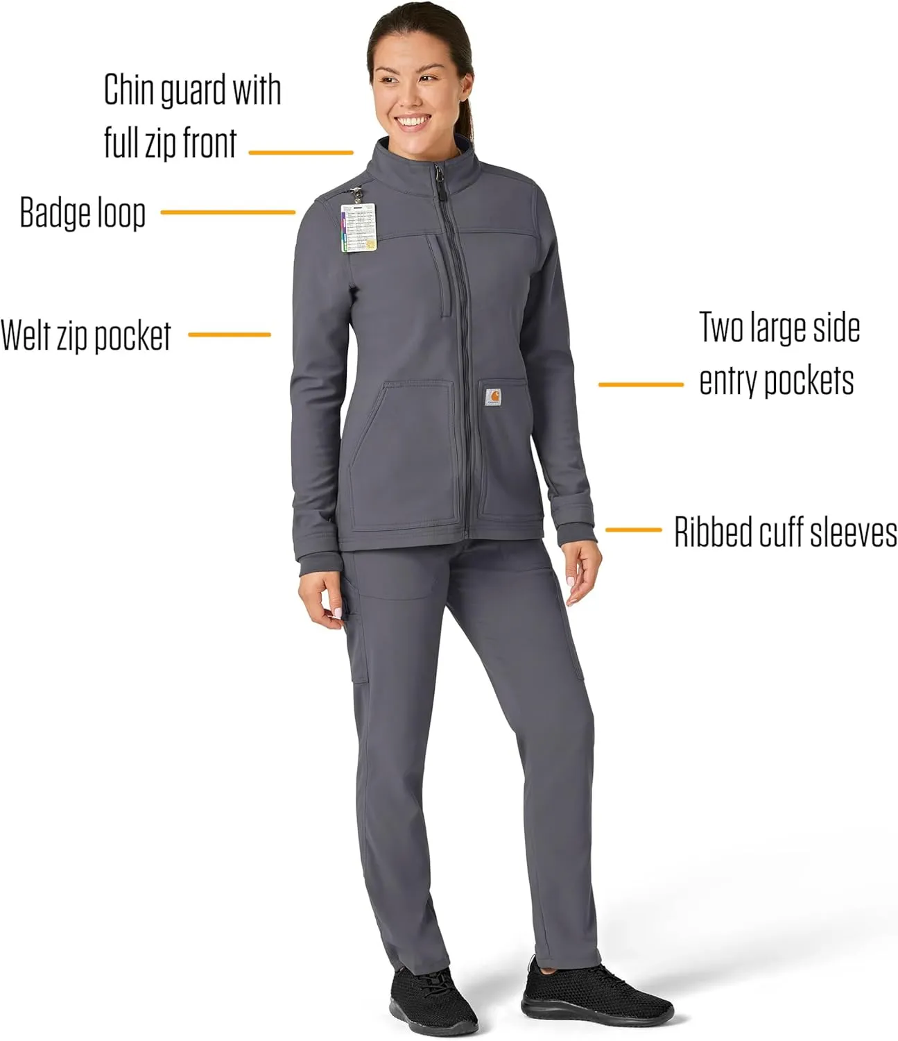 Carhartt Rugged Flex Scrubs for Women, Bonded Fleece Jacket