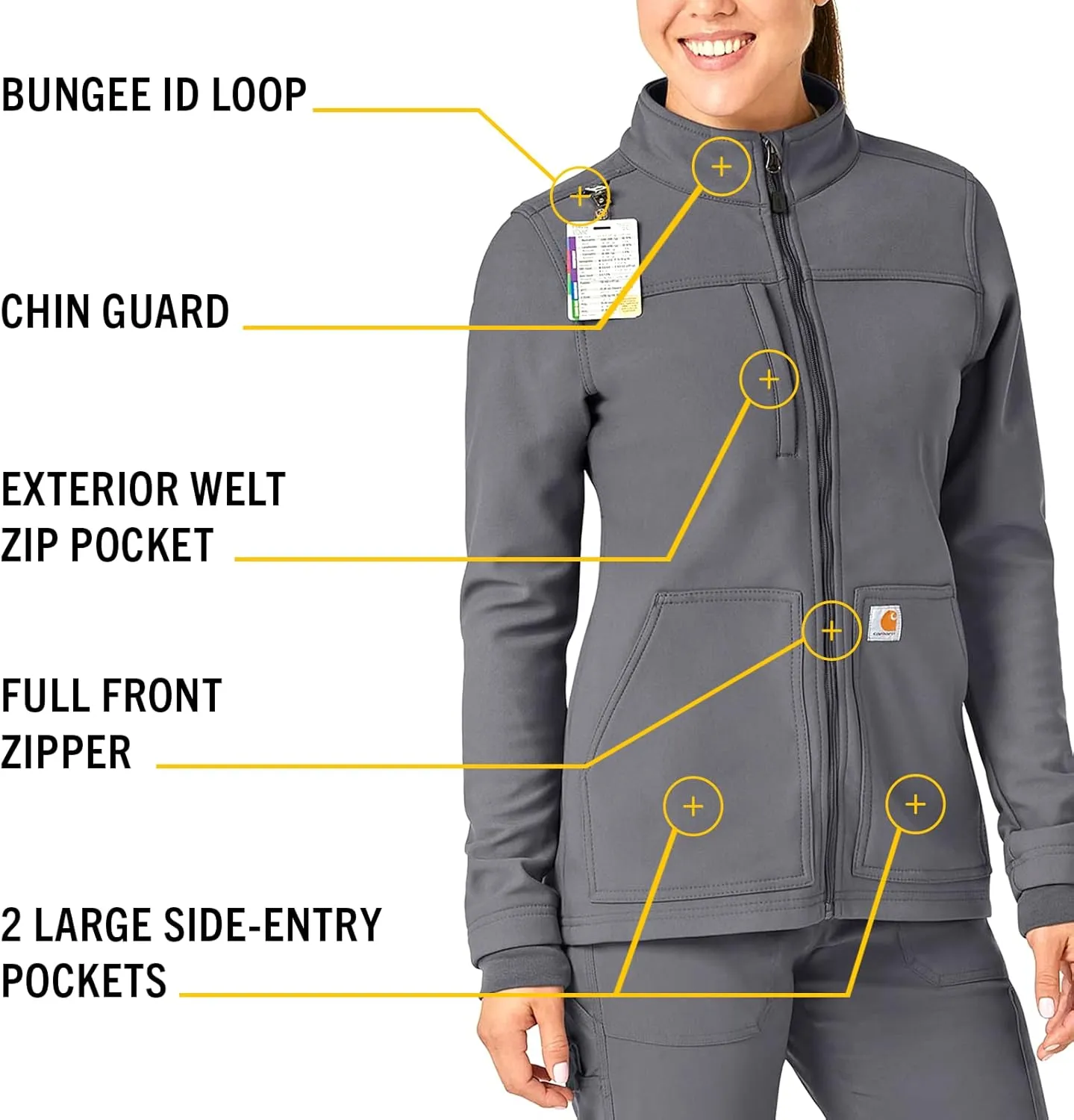 Carhartt Rugged Flex Scrubs for Women, Bonded Fleece Jacket