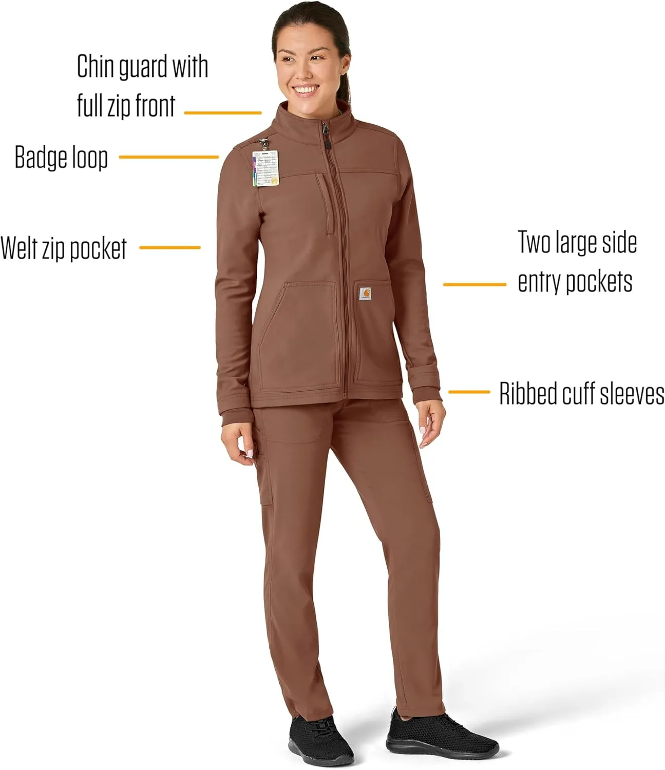 Carhartt Rugged Flex Scrubs for Women, Bonded Fleece Jacket