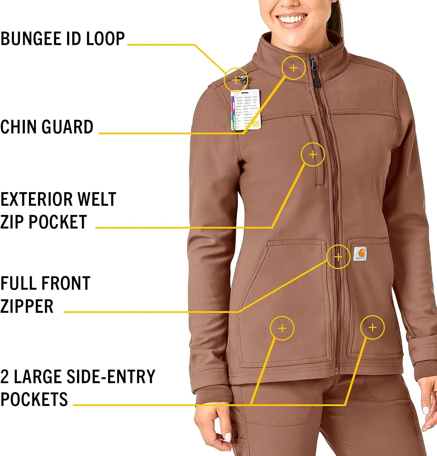 Carhartt Rugged Flex Scrubs for Women, Bonded Fleece Jacket