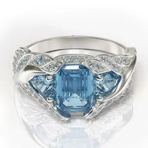 Classic Aquamarine Bird Wings Ring
