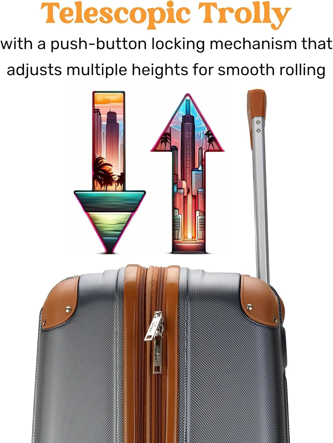Collins 3 Piece Expandable Retro Luggage Set, Durable Lightweight PC-ABS Shell, Double Spinner Wheels (Grey)