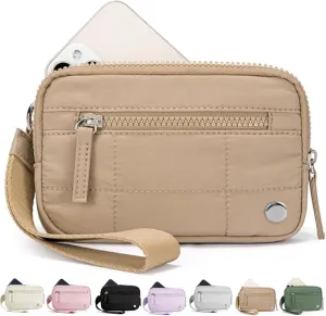 Colorful Dual Pouch Wristlet, Essential Wallet Wristlet for Women Quilted Purse