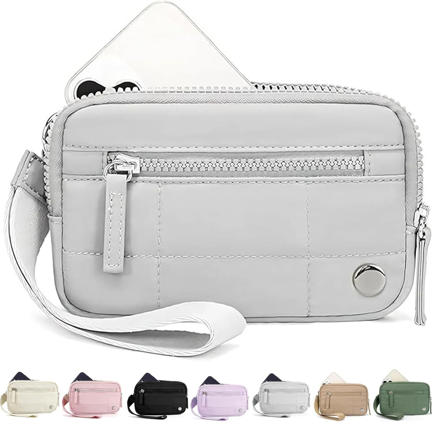 Colorful Dual Pouch Wristlet, Essential Wallet Wristlet for Women Quilted Purse