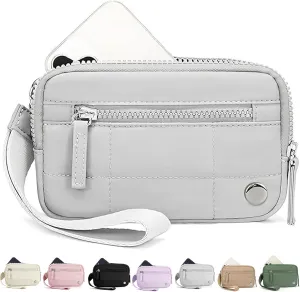 Colorful Dual Pouch Wristlet, Essential Wallet Wristlet for Women Quilted Purse