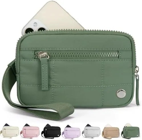 Colorful Dual Pouch Wristlet, Essential Wallet Wristlet for Women Quilted Purse