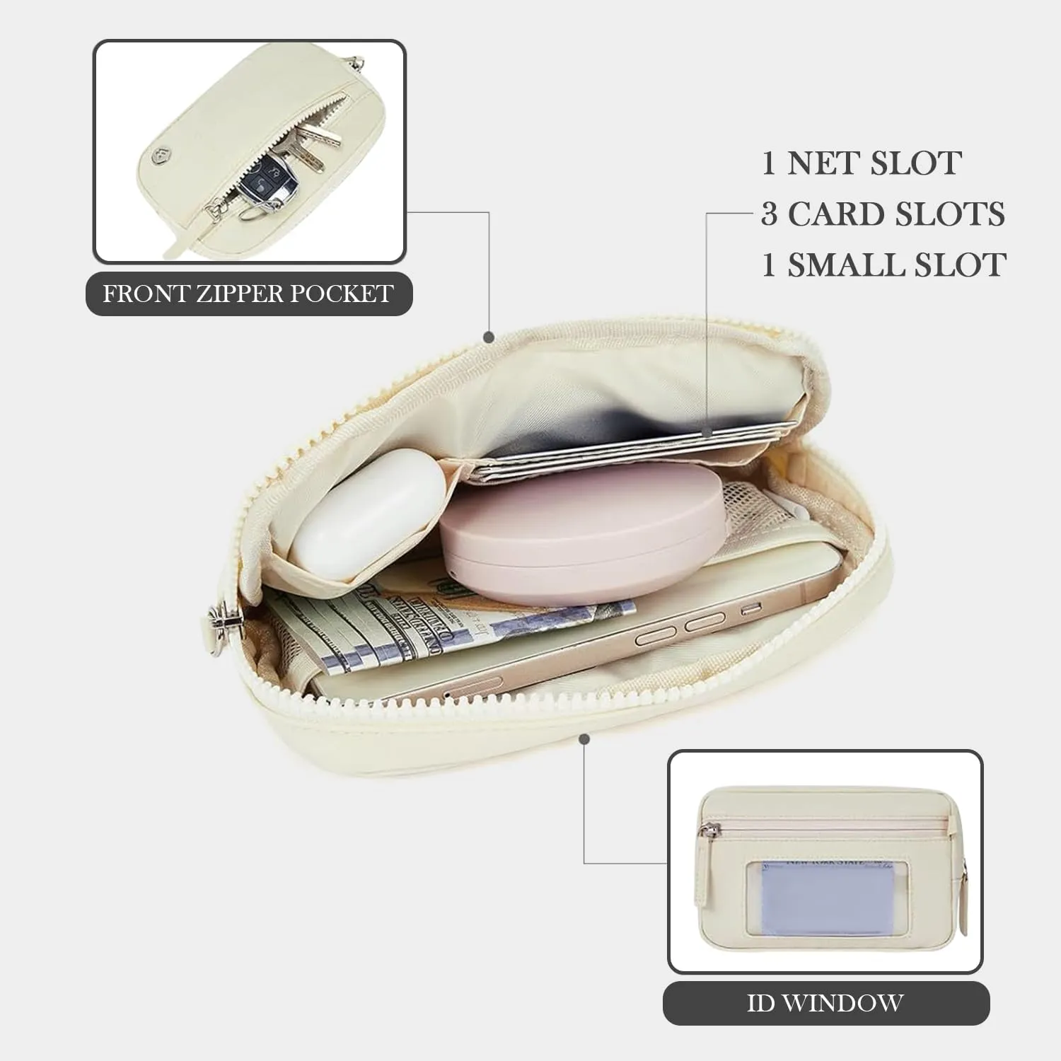 Convely Essential Wristlet, Convely Wristlet, Wristlet Wallets for Women, with 3 Zipper Purse