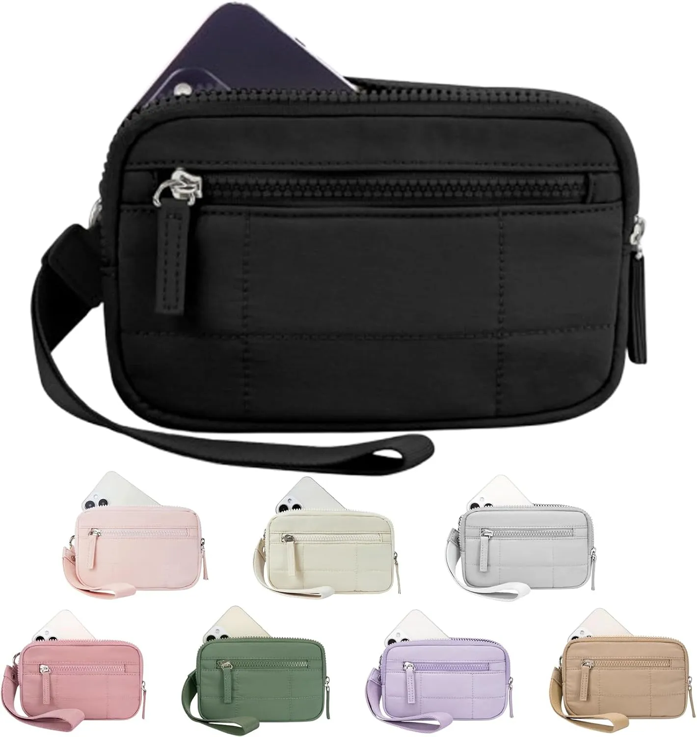Convely Wristlet,2025 Convely Essential Wristlet, Nylon Quilted Wallet, Wristlet for Women Quilted Purse