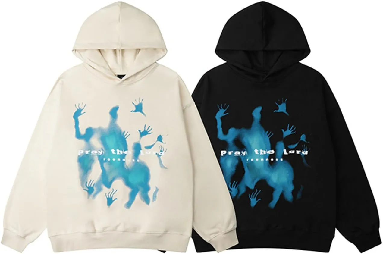 COOLMONAR Men's Vintage Oversized Embroidery y2k Hoodie Streetwear Zip-Up Hoodies Sweatshirt Casual Hooded
