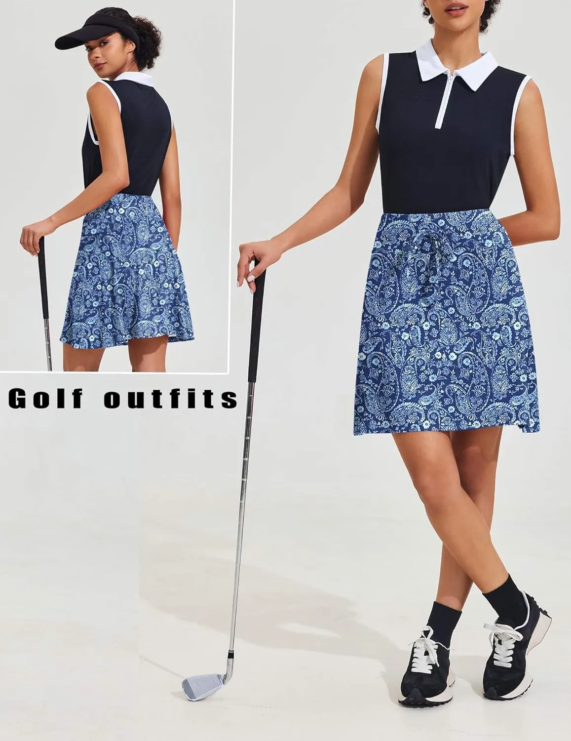 COOrun Women's Golf Polo T Shirts Lightweight Moisture Wicking Sleeveless Shirt Quick Dry Zipper Tank Top