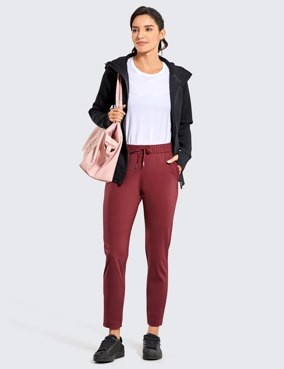 CRZ YOGA Womens 4-Way Stretch 7/8 Ankle Golf Pants Work Sweatpants Dress Yoga Travel Casual Lounge Workout Trousers Pockets