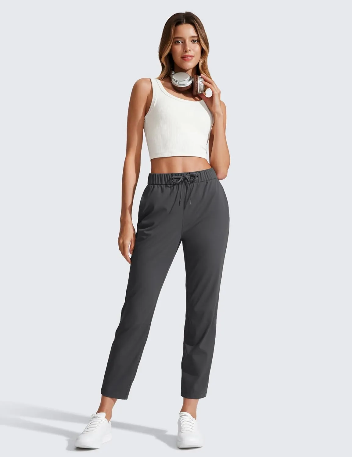 CRZ YOGA Womens 4-Way Stretch Ankle Golf Pants 7/8 Casual Dress Work Athletic Travel Workout Sweatpants with Pockets