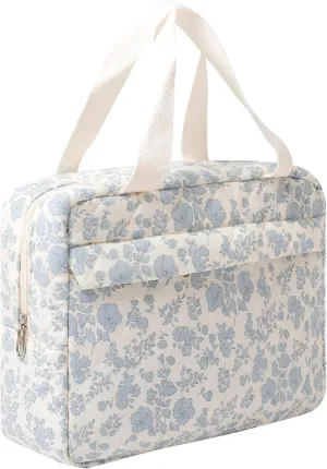 Cute Cotton Makeup Bag for Women Girls, Large Travel Cosmetic Tote, Makeup Organizer with Zipper, Toiletry Pouch, Versatile Purse for Daily Use Travel (Orchid)