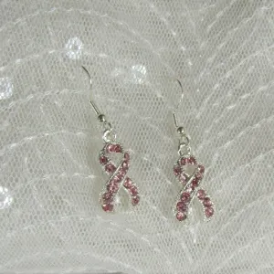 Delicate Pink Awareness Ribbon Earrings