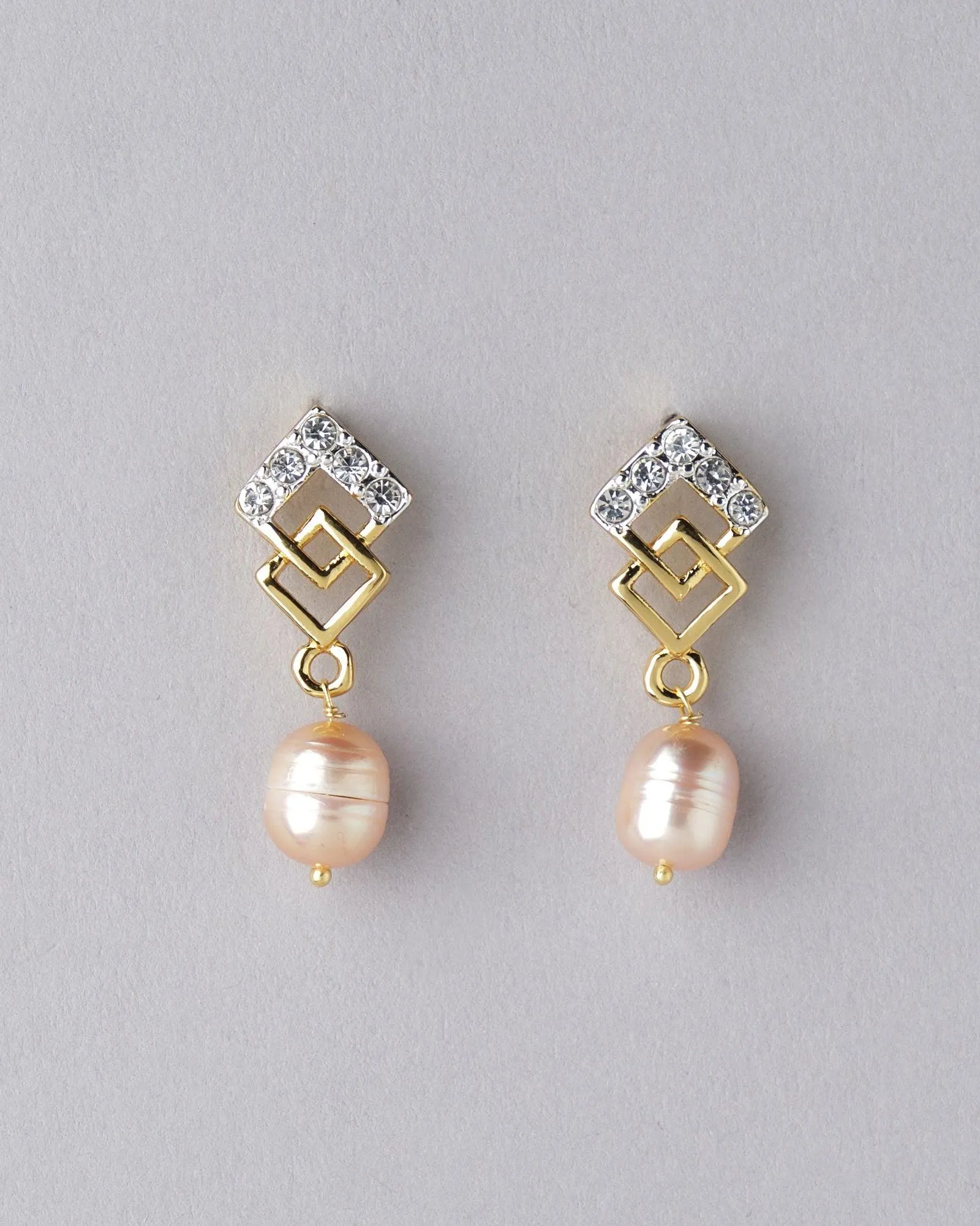 Delicate Stone Studded Pearl Hanging Earring