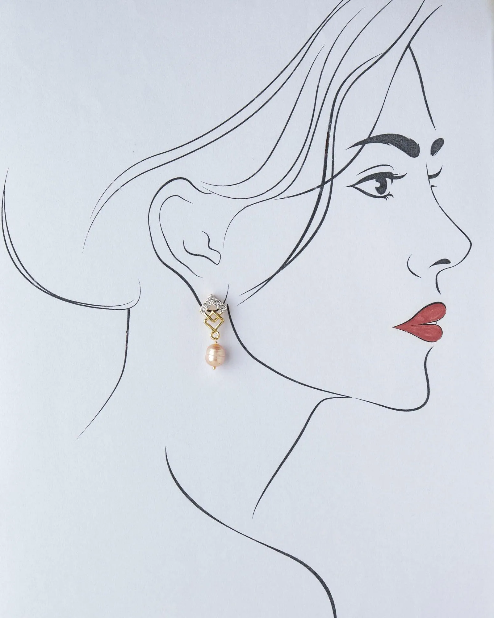 Delicate Stone Studded Pearl Hanging Earring