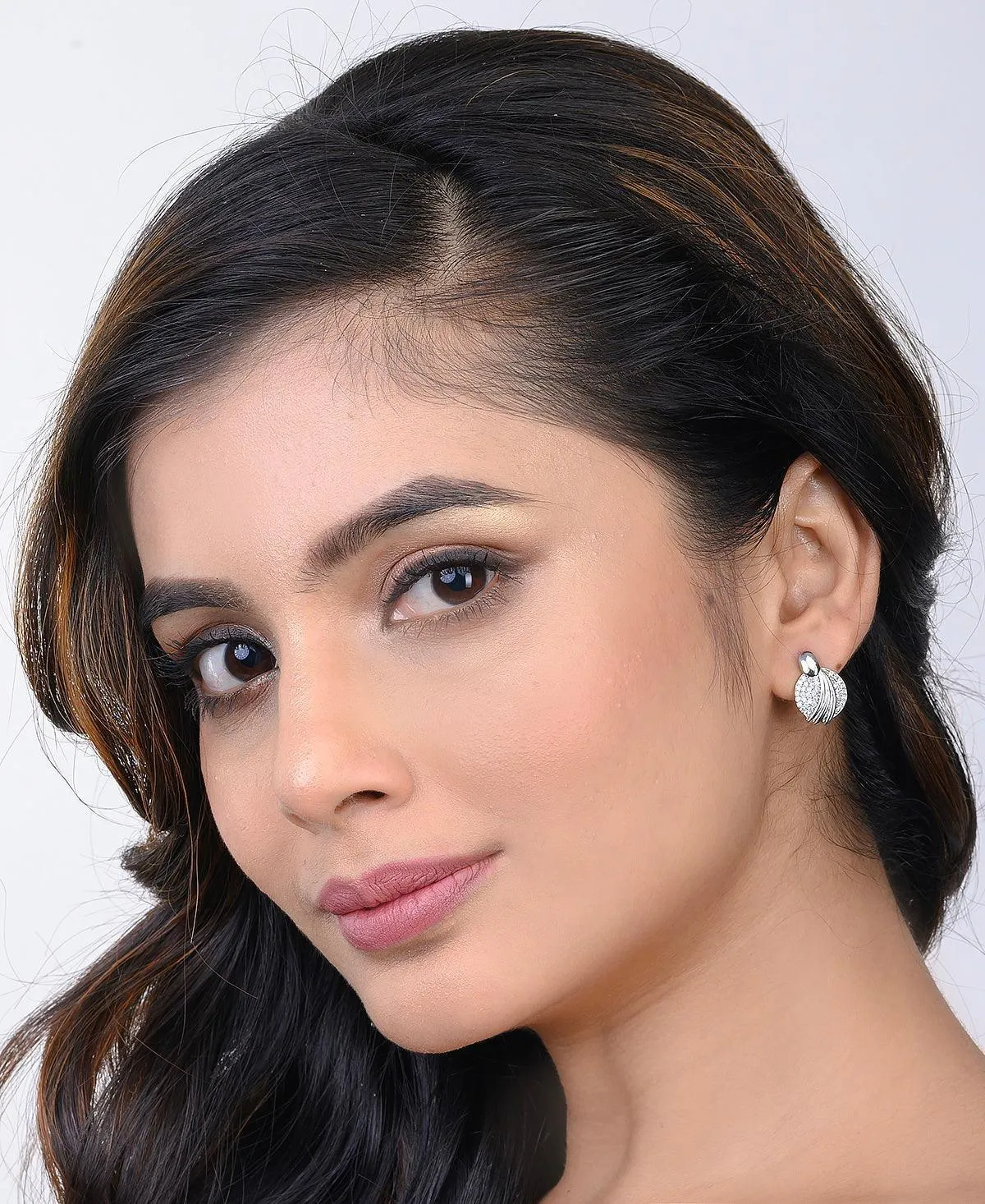 Delicate Stone Studded Silver Earring