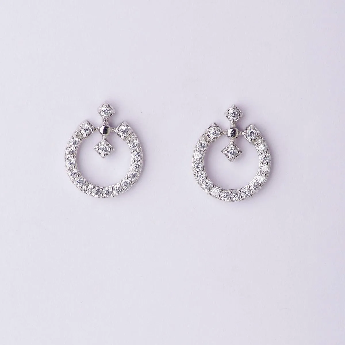 Delicate Stone Studded Silver Earring