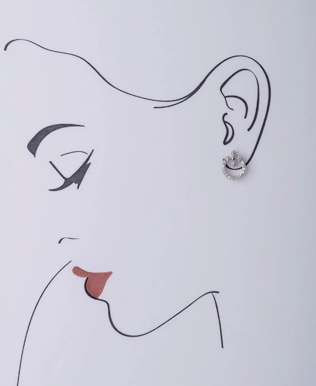 Delicate Stone Studded Silver Earring
