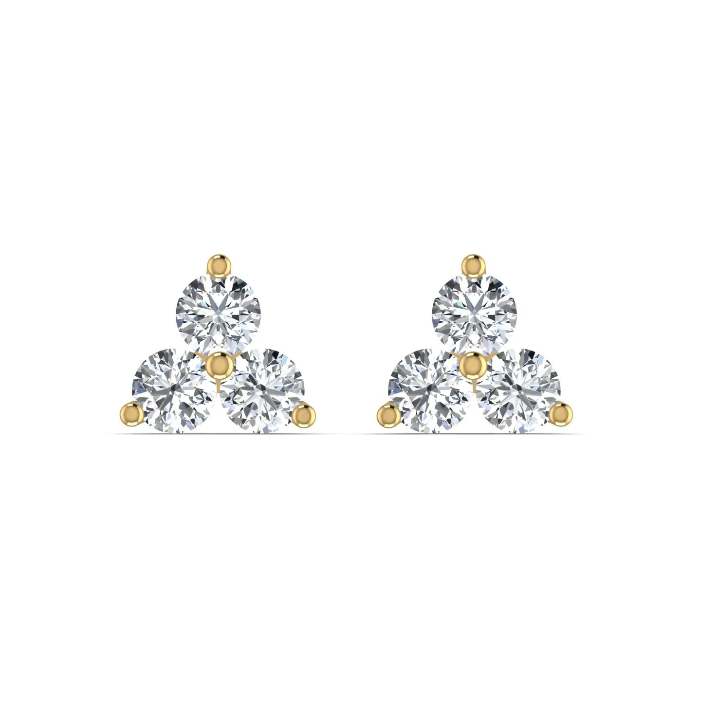 Delicate Triple Diamond Stud Earring