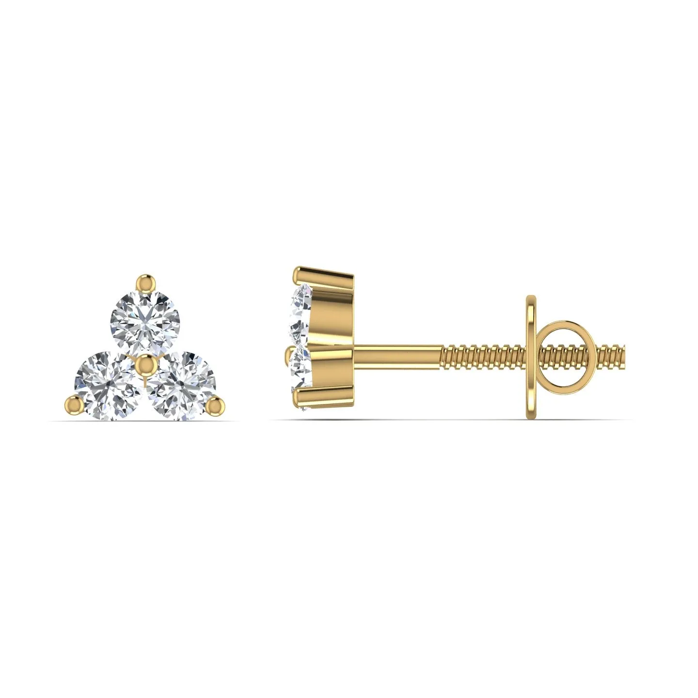 Delicate Triple Diamond Stud Earring