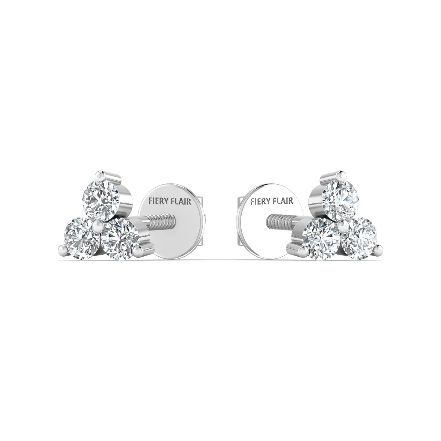 Delicate Triple Diamond Stud Earring