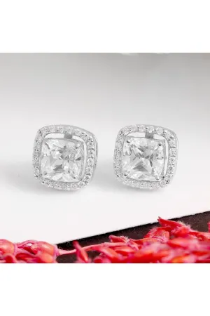 Detachable Cushion Halo Solitaire Studs