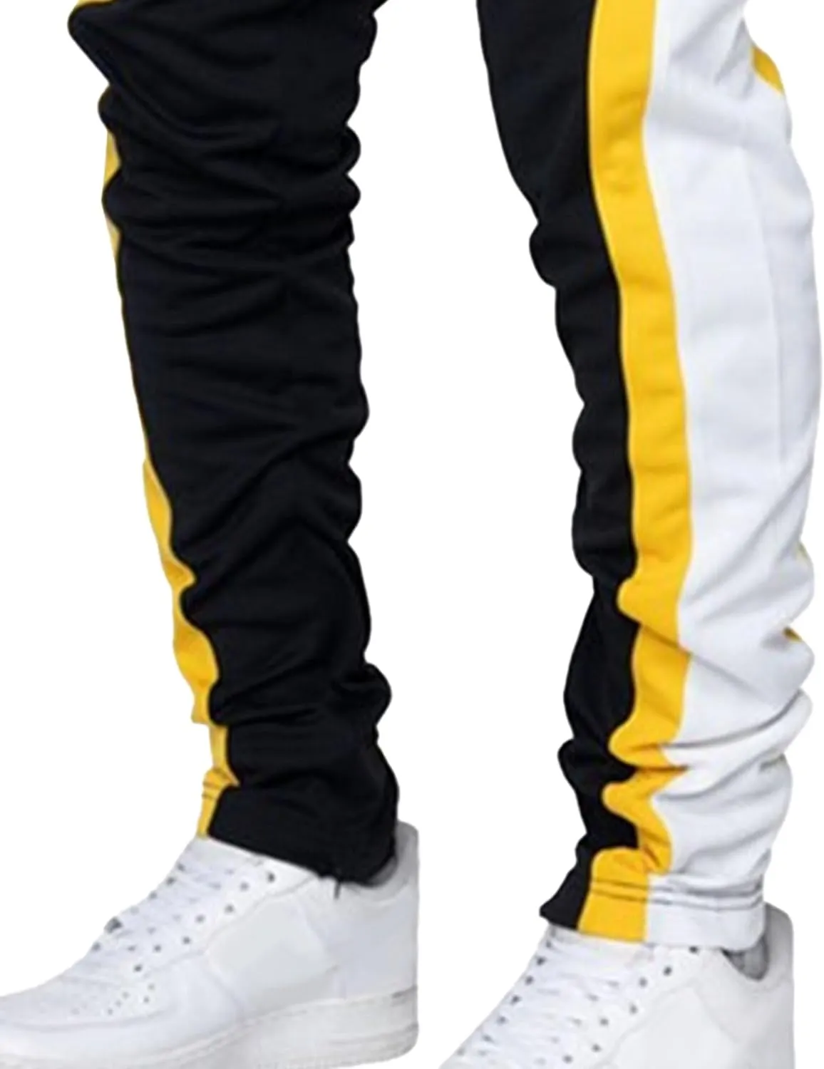 DGHM-JLMY Mens Side Stripe Track Pants Casual Drawstring Waist Ankle Zipper Trousers Slim Fit Stretch Joggers Sweatpants