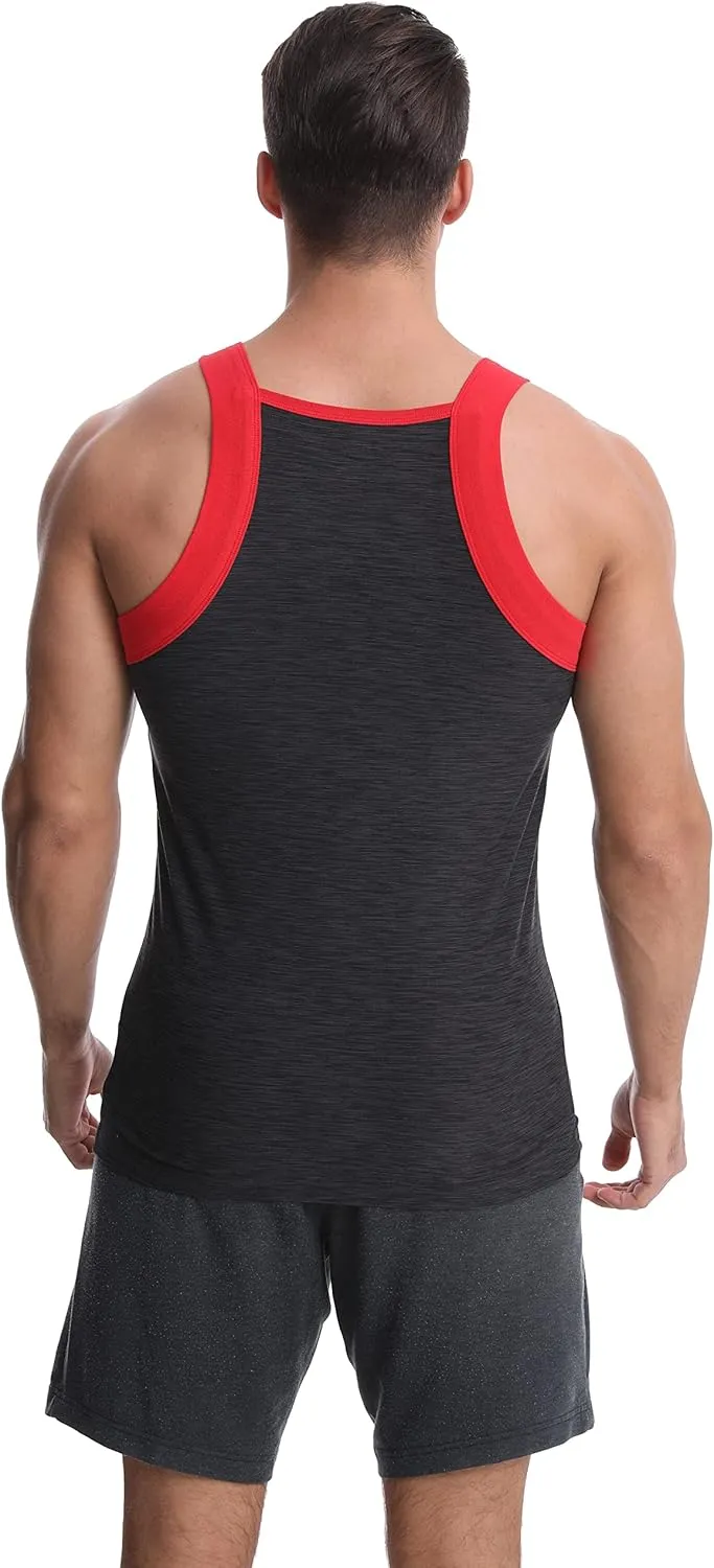Different Touch Men's 3 Pack Dry Fit Square Cut Tank Tops