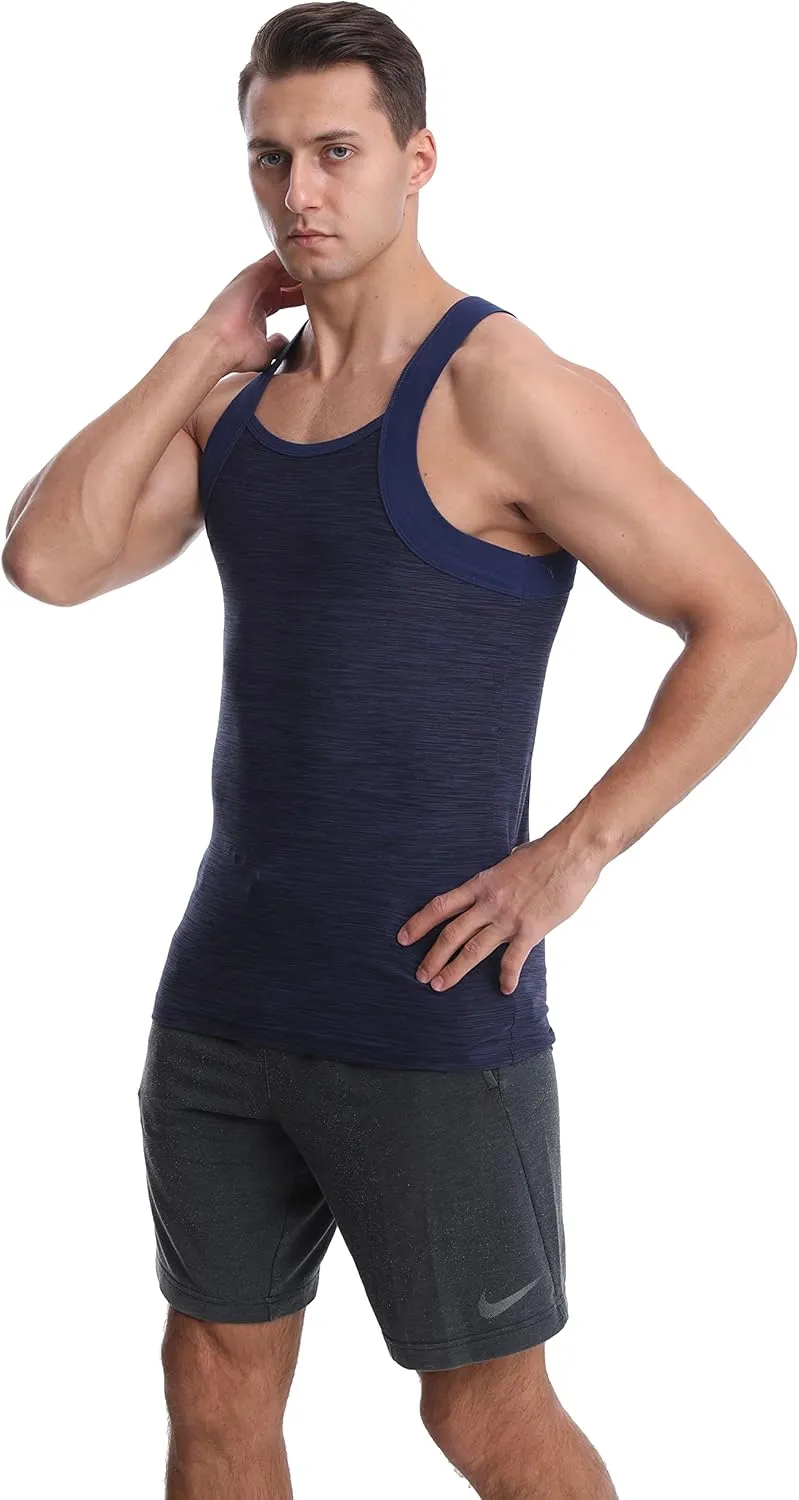 Different Touch Men's 3 Pack Dry Fit Square Cut Tank Tops